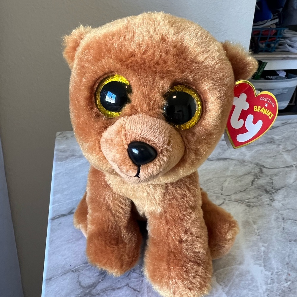 Ty Beanie Baby - BROWNIE the 2015 Brown Bear 6" (Glitter Eyes) MWMTs Stuffed Toy